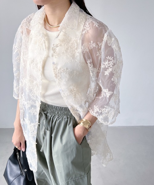 MYMOOD.（マイムード）の「シアー刺繍パフスリーブブラウス（シャツ/ブラウス・レディース・アイボリー・FREE）」の21枚目の写真