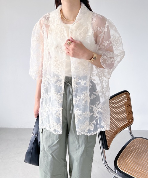 MYMOOD.（マイムード）の「シアー刺繍パフスリーブブラウス（シャツ/ブラウス・レディース・アイボリー・FREE）」の8枚目の写真