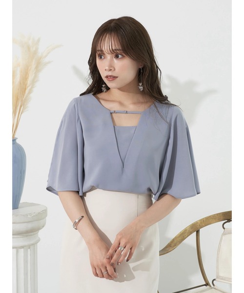 earth music&ecology（アースミュージックアンドエコロジー）の「2WAYショルダースリットブラウス（シャツ/ブラウス・レディース・オフホワイト/ブラック/サックスブルー・FREE）」の10枚目の写真