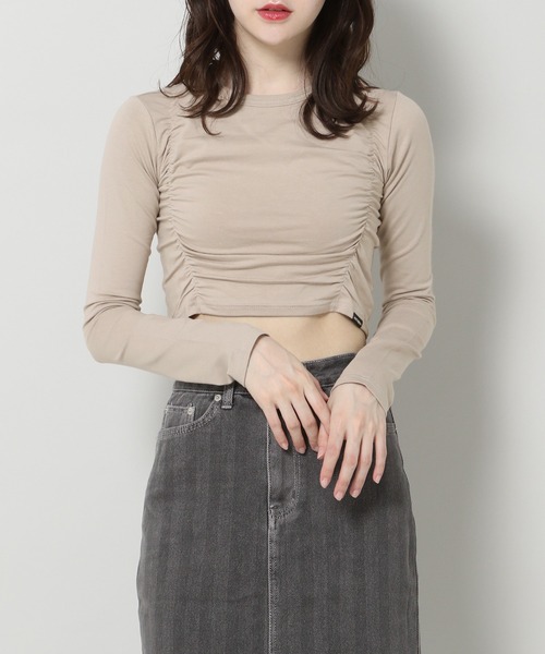 ALAND（エーランド）の「Anothera／シャーリングTOP 2199718（Tシャツ/カットソー・レディース・ブラック/カーキ/ベージュ・FREE）」の19枚目の写真