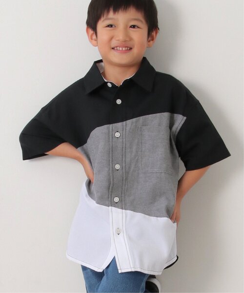 ikka（イッカ）の「アシメ切り替え半袖シャツ（120~160cm）（シャツ/ブラウス・キッズ・ブラック/オフホワイト・120/130/140/150/160）」の16枚目の写真