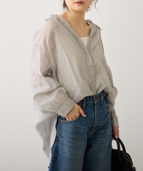 PUAL CE CIN(ピュアルセシン)の「【Du noir】ラミー前開きブラウス(シャツ/ブラウス・レディース・オフホワイト/ブルー/ブラック/ライトグレー・FREE)」の3枚目の写真