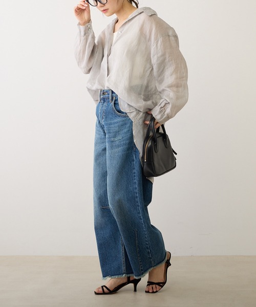 PUAL CE CIN(ピュアルセシン)の「【Du noir】ラミー前開きブラウス(シャツ/ブラウス・レディース・オフホワイト/ブルー/ブラック/ライトグレー・FREE)」の7枚目の写真