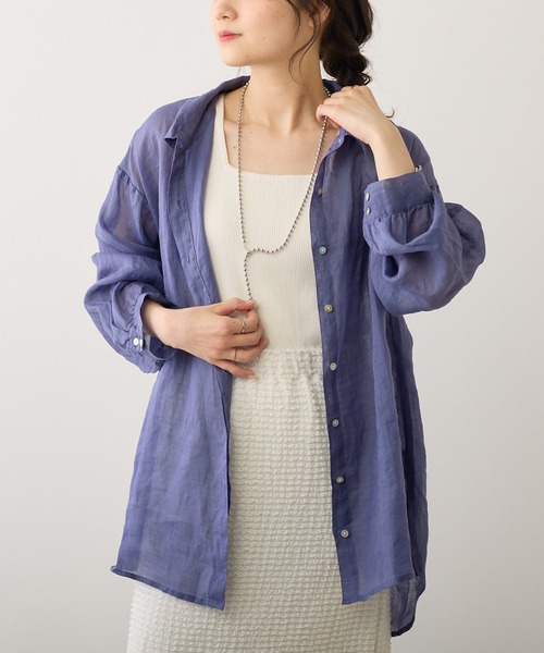 PUAL CE CIN(ピュアルセシン)の「【Du noir】ラミー前開きブラウス(シャツ/ブラウス・レディース・オフホワイト/ブルー/ブラック/ライトグレー・FREE)」の8枚目の写真