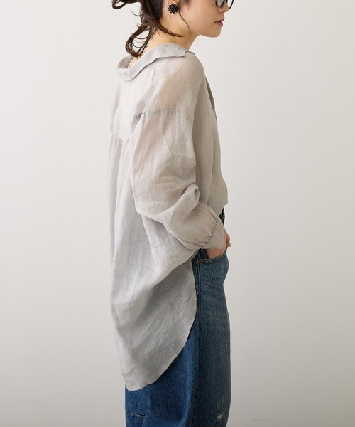 PUAL CE CIN(ピュアルセシン)の「【Du noir】ラミー前開きブラウス(シャツ/ブラウス・レディース・オフホワイト/ブルー/ブラック/ライトグレー・FREE)」の5枚目の写真