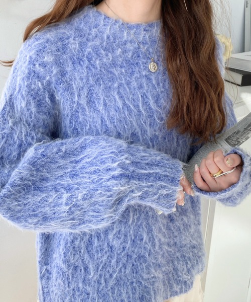 ミックスヤーンクルーネックニットプルオーバー crewre online shop / ミックスヤーンクルーネックニット