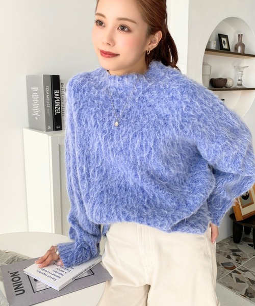 moment+（モーメントプラス）の「ミックスヤーンクルーネック起毛