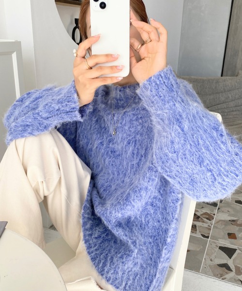 moment+（モーメントプラス）の「ミックスヤーンクルーネック起毛