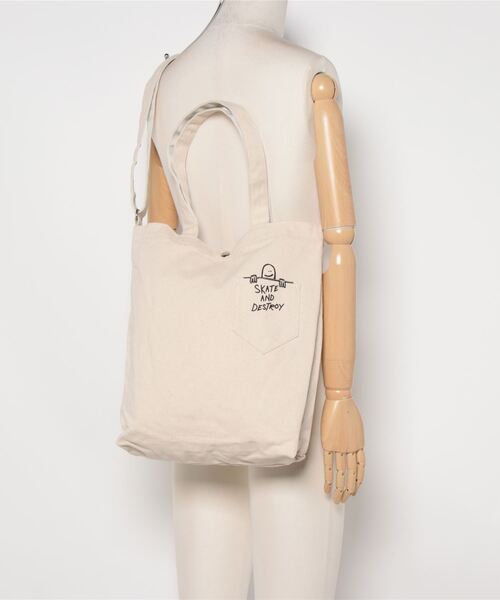 THRASHER（スラッシャー）の「CANVAS Tote Shoulder Bag M/スラッシャーキャンバストートバッグ（トートバッグ・メンズ・ホワイト/ブラック/グレー/ベージュ/ホワイト系その他/ブラック系その他/ホワイト系その他2/ブラック系その他2・FREE）」の12枚目の写真