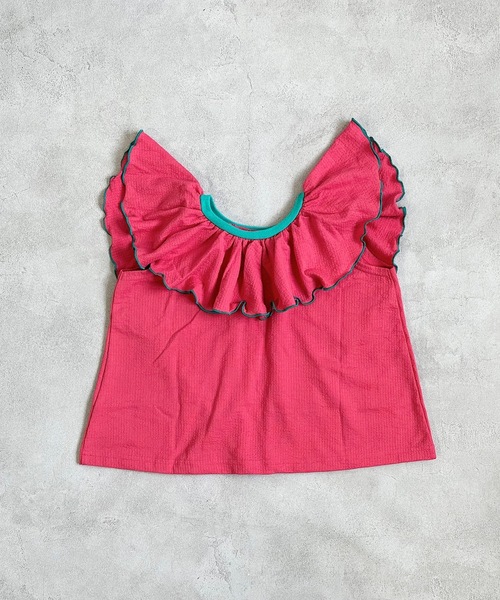 CALMIA（カルミア）の「２WAYフリルカットソー(90～150cm)（Tシャツ/カットソー・キッズ・ピンク/チャコール/イエロー・90/100/110/120/130/140/150）」の7枚目の写真