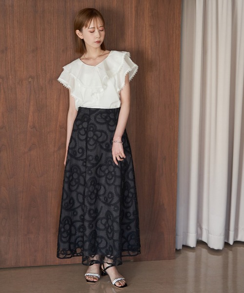 ROPE' PICNIC（ロペピクニック）の「【emur/エミュール】洗える/ラッフルカラーブラウス（シャツ/ブラウス・レディース・ホワイト/ブラック・38）」の22枚目の写真