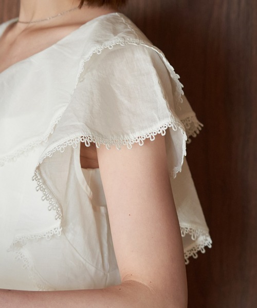 ROPE' PICNIC（ロペピクニック）の「【emur/エミュール】洗える/ラッフルカラーブラウス（シャツ/ブラウス・レディース・ホワイト/ブラック・38）」の12枚目の写真