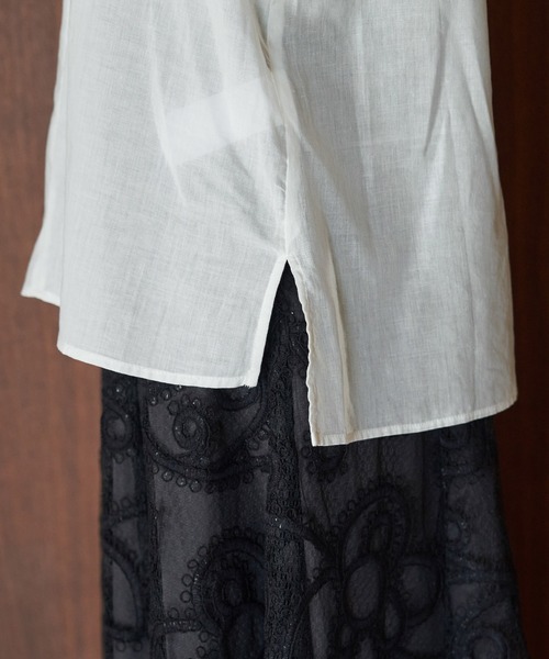 ROPE' PICNIC（ロペピクニック）の「【emur/エミュール】洗える/ラッフルカラーブラウス（シャツ/ブラウス・レディース・ホワイト/ブラック・38）」の7枚目の写真