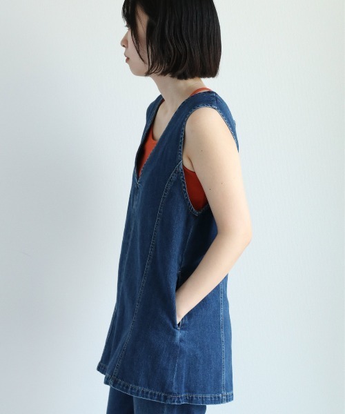 cepo（セポ）の「ロングデニムベスト ２WAY セットアップ可能（ベスト・レディース・ブルー系2/ブルー系3・M）」の6枚目の写真