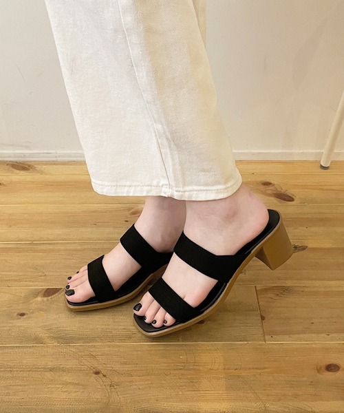 shopnikoniko（ショップニコニコ）の「日本製　つっかけ　ダブルベルト ヒールサンダル（サンダル・レディース・ブラック/ホワイト・M/L/LL/S）」の7枚目の写真