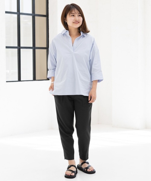 Elura（エルーラ）の「【小柄サイズ Elkotona】コトナサラサラサマーテーパードパンツ（その他パンツ・レディース・ホワイト/ブラック/グリーン系その他4/ライトピンク/ネイビー/グリーン系その他/ダークネイビー/ホワイト系その他5/カーキ/グレー系その他7・MEDIUM/SMALL）」の17枚目の写真