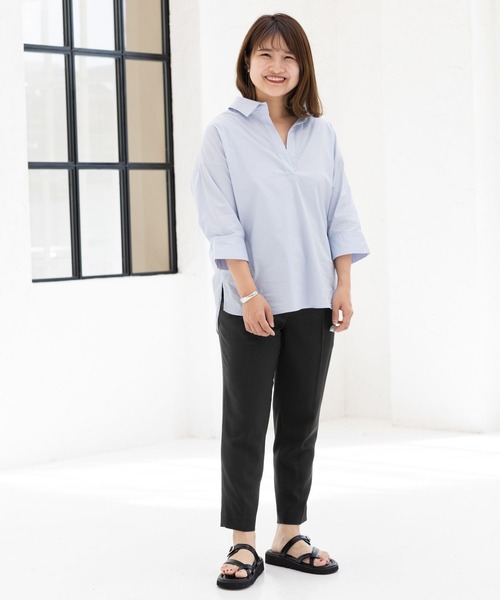 Elura（エルーラ）の「【小柄サイズ Elkotona】コトナサラサラサマーテーパードパンツ（その他パンツ・レディース・ホワイト/ブラック/グリーン系その他4/ライトピンク/ネイビー/グリーン系その他/ダークネイビー/ホワイト系その他5/カーキ/グレー系その他7・MEDIUM/SMALL）」の19枚目の写真