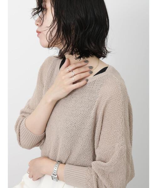 Samansa Mos2 blue（サマンサモスモスブルー）の「◎シアーニットプルオーバー（ニット/セーター・レディース・キナリ/ブラック/ライトベージュ・F）」の3枚目の写真