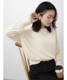 Samansa Mos2 blue | ◎シアーニットプルオーバー(ニット/セーター)