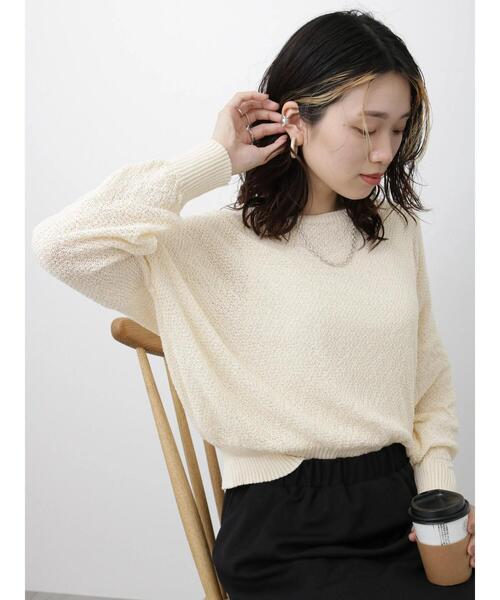 Samansa Mos2 blue（サマンサモスモスブルー）の「◎シアーニットプルオーバー（ニット/セーター・レディース・キナリ/ブラック/ライトベージュ・F）」の18枚目の写真