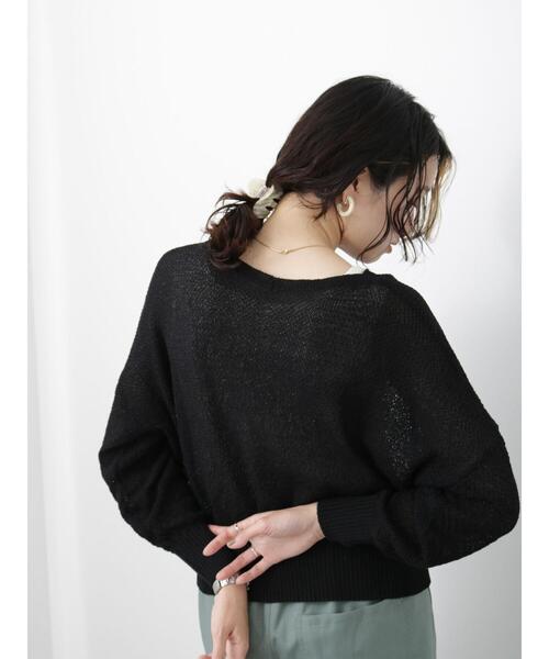 Samansa Mos2 blue（サマンサモスモスブルー）の「◎シアーニットプルオーバー（ニット/セーター・レディース・キナリ/ブラック/ライトベージュ・F）」の20枚目の写真