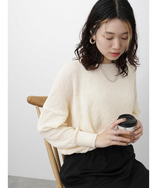 Samansa Mos2 blue（サマンサモスモスブルー）の「◎シアーニットプルオーバー（ニット/セーター・レディース・キナリ/ブラック/ライトベージュ・F）」の22枚目の写真