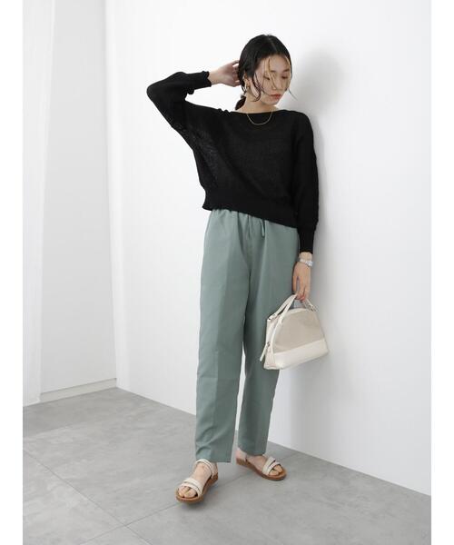 Samansa Mos2 blue（サマンサモスモスブルー）の「◎シアーニットプルオーバー（ニット/セーター・レディース・キナリ/ブラック/ライトベージュ・F）」の4枚目の写真