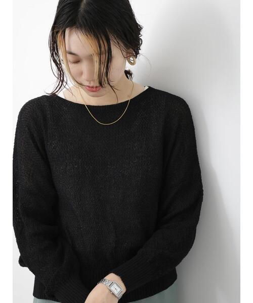 Samansa Mos2 blue（サマンサモスモスブルー）の「◎シアーニットプルオーバー（ニット/セーター・レディース・キナリ/ブラック/ライトベージュ・F）」の7枚目の写真