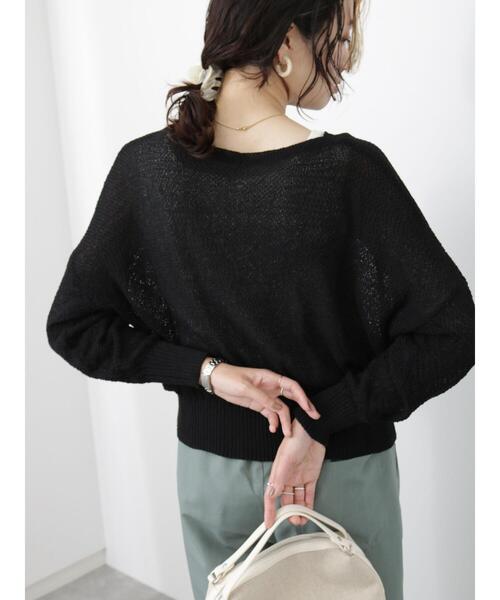 Samansa Mos2 blue（サマンサモスモスブルー）の「◎シアーニットプルオーバー（ニット/セーター・レディース・キナリ/ブラック/ライトベージュ・F）」の9枚目の写真