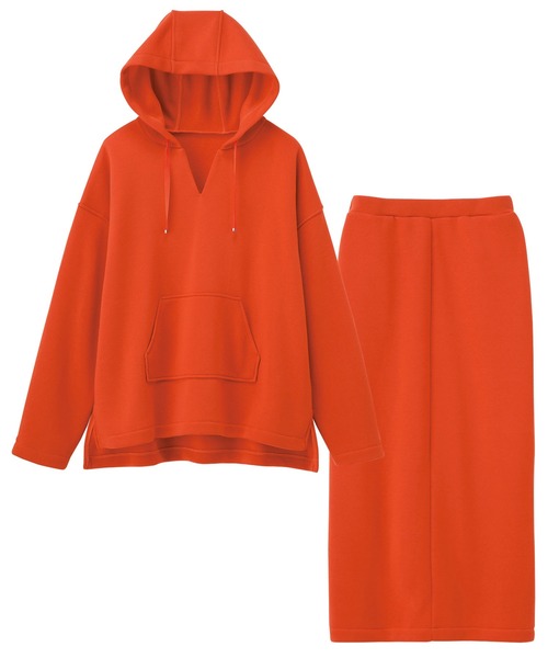 RANAN（ラナン）の「裏起毛Vネックパーカーセットアップ（セットアップ・レディース・グレイッシュベージュ/オレンジ/ブラック・L/LL/M）」の19枚目の写真