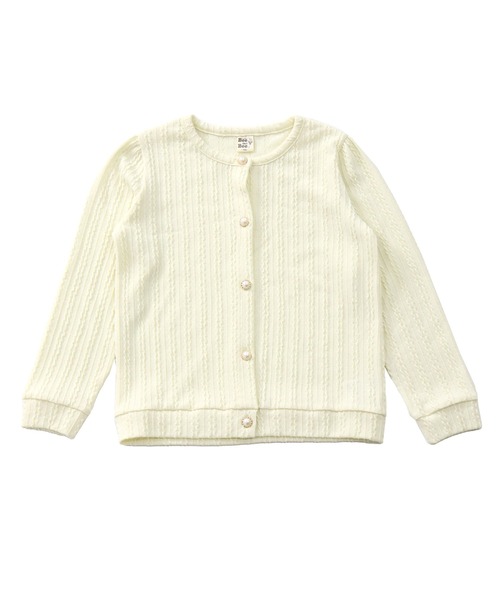 Bee des Bee（ビーデスビー）の「模様編み風カーディガン（カーディガン/ボレロ・キッズ・ブラック/ピンク/アイボリー/ライトピンク/チャコール/モカ/ライトブルー/ブラウン/アイボリー系/グレー/パープル・100cm/110cm/120cm/130cm/140cm/150cm）」の12枚目の写真
