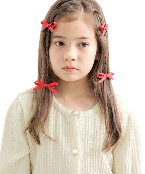 Bee des Bee（ビーデスビー）の「模様編み風カーディガン（カーディガン/ボレロ・キッズ・ブラック/ピンク/アイボリー/ライトピンク/チャコール/モカ/ライトブルー/ブラウン/アイボリー系/グレー/パープル・100cm/110cm/120cm/130cm/140cm/150cm）」の14枚目の写真