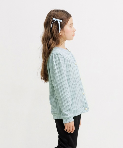 Bee des Bee（ビーデスビー）の「模様編み風カーディガン（カーディガン/ボレロ・キッズ・ブラック/ピンク/アイボリー/ライトピンク/チャコール/モカ/ライトブルー/ブラウン/アイボリー系/グレー/パープル・100cm/110cm/120cm/130cm/140cm/150cm）」の21枚目の写真