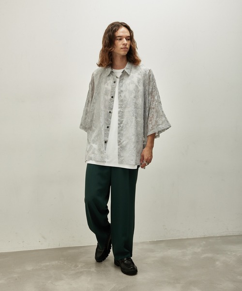 JUNRED（ジュンレッド）の「シアージャガードフラワードルマンシャツ（シャツ/ブラウス・メンズ・ライトグレー/ネイビー・L/M/S）」の5枚目の写真