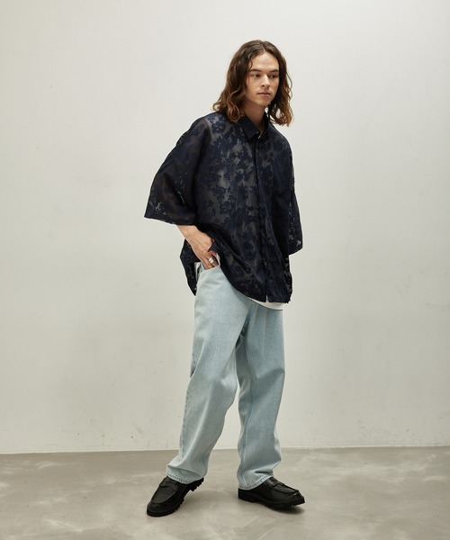 JUNRED（ジュンレッド）の「シアージャガードフラワードルマンシャツ（シャツ/ブラウス・メンズ・ライトグレー/ネイビー・L/M/S）」の10枚目の写真