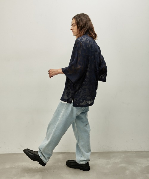 JUNRED（ジュンレッド）の「シアージャガードフラワードルマンシャツ（シャツ/ブラウス・メンズ・ライトグレー/ネイビー・L/M/S）」の6枚目の写真