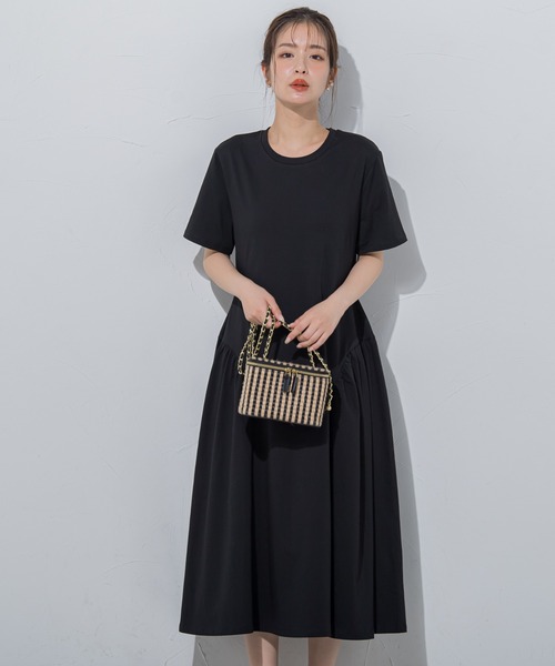 VICKY（ビッキー）の「【すっぽり楽ちん】カットギャザー切替フレアワンピース《洗濯機で洗える》（ワンピース・レディース・ベージュ/ブラック/ブルー・M）」の5枚目の写真