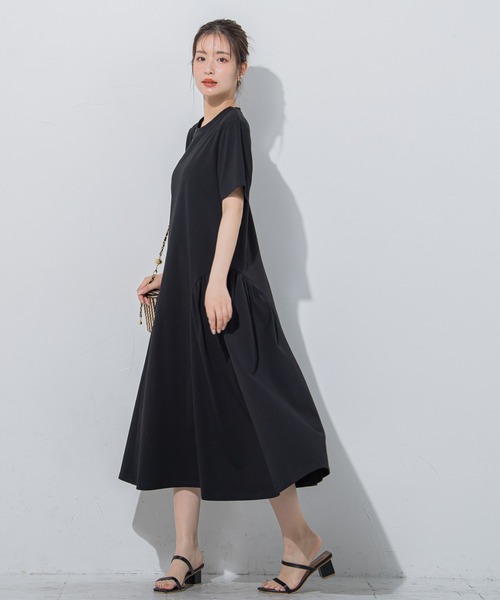 VICKY（ビッキー）の「【すっぽり楽ちん】カットギャザー切替フレアワンピース《洗濯機で洗える》（ワンピース・レディース・ベージュ/ブラック/ブルー・M）」の9枚目の写真