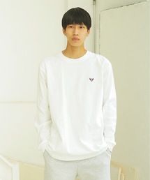 アイボリー リブ編み 長袖カットソー リブ編み コットン」に該当するTシャツ/カットソー（長袖