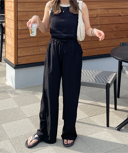 LE MORE（リモア）の「配色ボートネックノースリーブTEE（タンクトップ・レディース・アイボリー/ブラック・FREE）」の4枚目の写真