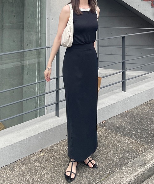 LE MORE（リモア）の「配色ボートネックノースリーブTEE（タンクトップ・レディース・アイボリー/ブラック・FREE）」の6枚目の写真