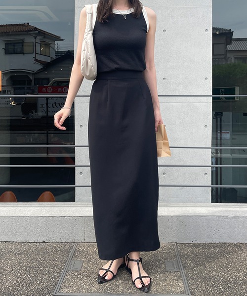 LE MORE（リモア）の「配色ボートネックノースリーブTEE（タンクトップ・レディース・アイボリー/ブラック・FREE）」の7枚目の写真