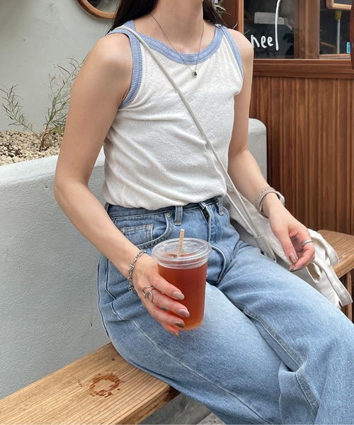 LE MORE（リモア）の「配色ボートネックノースリーブTEE（タンクトップ・レディース・アイボリー/ブラック・FREE）」の13枚目の写真