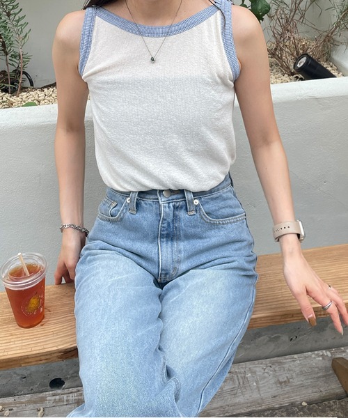 LE MORE（リモア）の「配色ボートネックノースリーブTEE（タンクトップ・レディース・アイボリー/ブラック・FREE）」の18枚目の写真