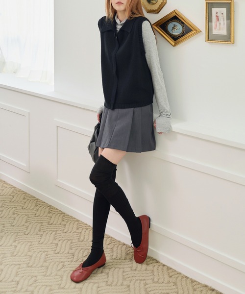 UNE MANSION（ユヌマンション）の「シースルーバイカラーニーハイロングソックス（ソックス/靴下・レディース・ブラック/グレー/ネイビー/クリーム/ブラウン/ホワイト・ONE SIZE）」の7枚目の写真