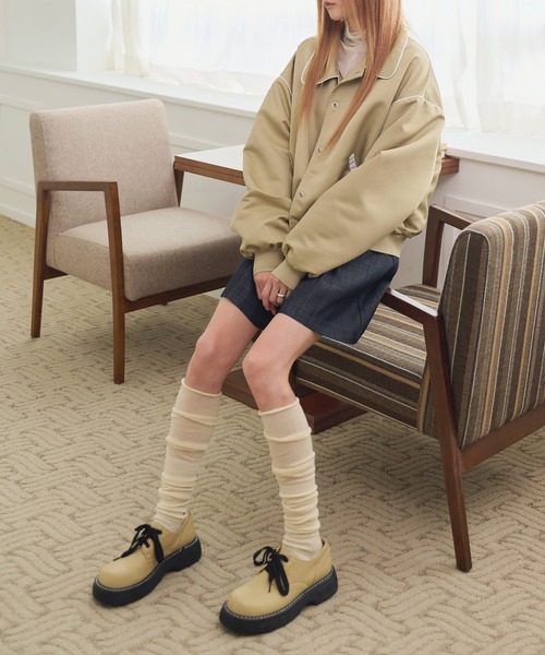 UNE MANSION（ユヌマンション）の「シースルーバイカラーニーハイロングソックス（ソックス/靴下・レディース・ブラック/グレー/ネイビー/クリーム/ブラウン/ホワイト・ONE SIZE）」の12枚目の写真