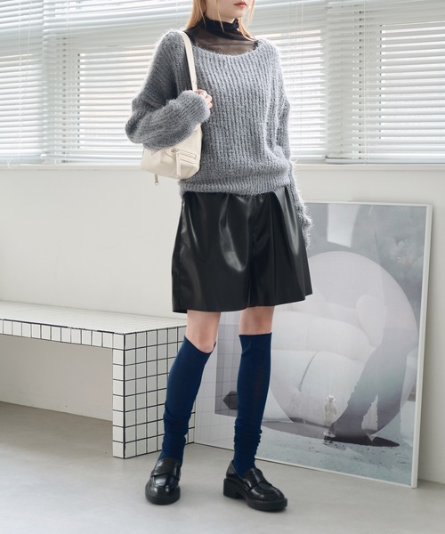 UNE MANSION（ユヌマンション）の「シースルーバイカラーニーハイロングソックス（ソックス/靴下・レディース・ブラック/グレー/ネイビー/クリーム/ブラウン/ホワイト・ONE SIZE）」の17枚目の写真