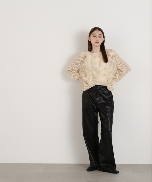 N.（N. Natural Beauty Basic）（エヌエヌナチュラルビューティーベーシック）の「◆メッシュ編みオーバーサイズニット（ニット/セーター・レディース・ブラック/イエロー/ライトベージュ・MEDIUM）」の17枚目の写真