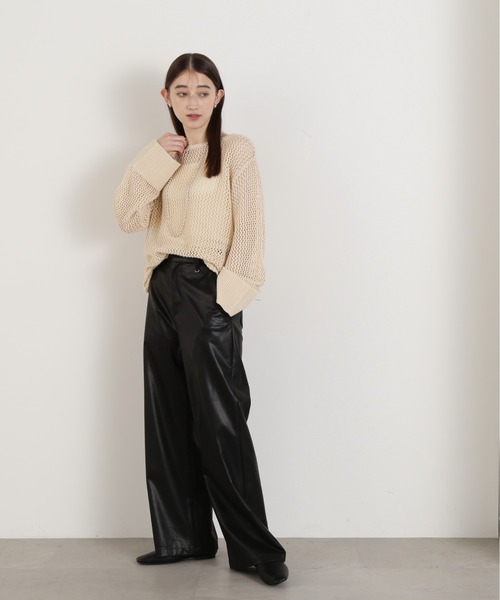 N.（N. Natural Beauty Basic）（エヌエヌナチュラルビューティーベーシック）の「◆メッシュ編みオーバーサイズニット（ニット/セーター・レディース・ブラック/イエロー/ライトベージュ・MEDIUM）」の18枚目の写真