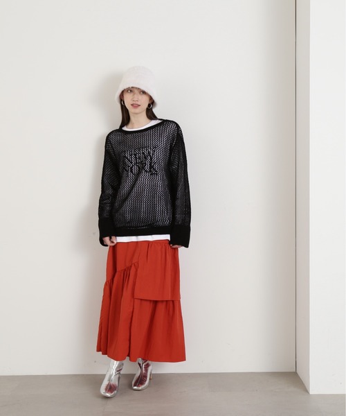 N.（N. Natural Beauty Basic）（エヌエヌナチュラルビューティーベーシック）の「◆メッシュ編みオーバーサイズニット（ニット/セーター・レディース・ブラック/イエロー/ライトベージュ・MEDIUM）」の7枚目の写真